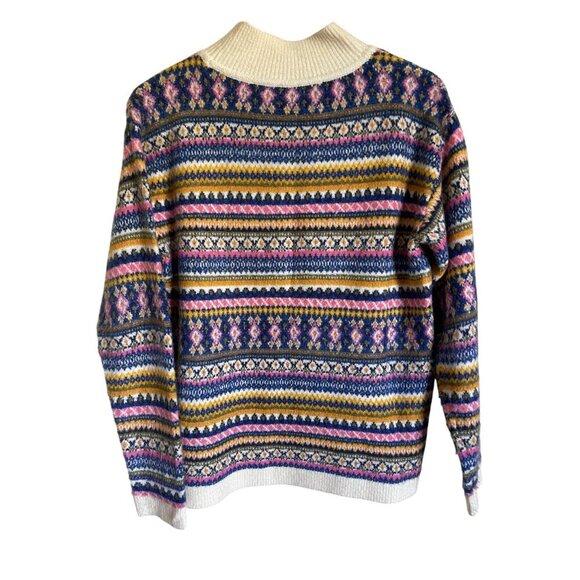 Talbots Size Medium Mock Neck Pullover Sweater Pink White Cream - Picture 3 of 9